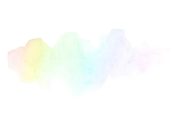 Abstraktes Aquarell-Hintergrundbild mit einem flüssigen Spritzer Aquarellfarbe, isoliert auf Weiß. Regenbogentöne — Stockfoto