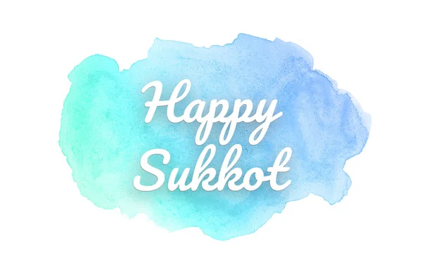 Imagen de fondo de acuarela abstracta con una salpicadura líquida de pintura acuarela.Tonos pastel azul y turquesa. Feliz Sukkot. —  Fotos de Stock