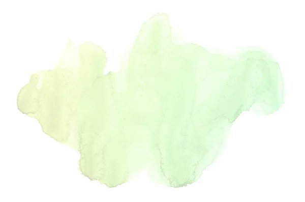 Abstract watercolor background image with a liquid splatter of aquarelle paint, isolated on white.Green and yellow pastel tones — Stock Photo, Image