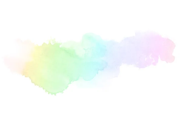 Beyaz üzerine izole edilmiş, sıvı bir kova boyası ile soyut suluboya arka plan görüntüsü. Gökkuşağı tonları — Stok fotoğraf