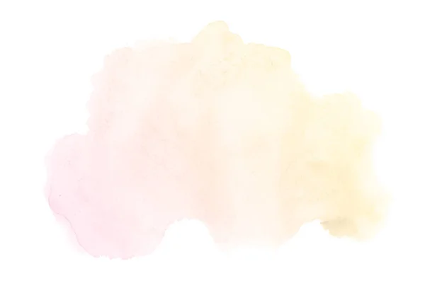 Абстрактне зображення акварельного фону з рідкою фарбою акварелі, ізольоване на білому. Рожеві і жовті тони — стокове фото