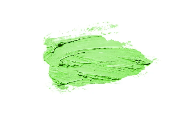 Smear ve ruj veya akrilik boya beyaz arka plan üzerinde izole doku. Yeşil renk — Stok fotoğraf