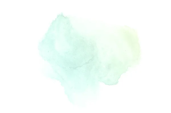 Imagem de fundo aquarela abstrata com um respingo líquido de tinta aquarelle, isolado sobre branco.tons pastel verde e amarelo — Fotografia de Stock