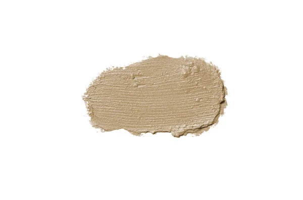 Smear en textuur van lippenstift of acrylverf geïsoleerd op witte achtergrond. Bruine kleur — Stockfoto
