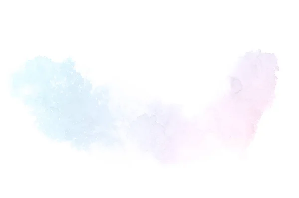 Abstraktes Aquarell-Hintergrundbild mit einem flüssigen Spritzer Aquarellfarbe, isoliert auf Weiß. rosa und blaue Pastelltöne — Stockfoto