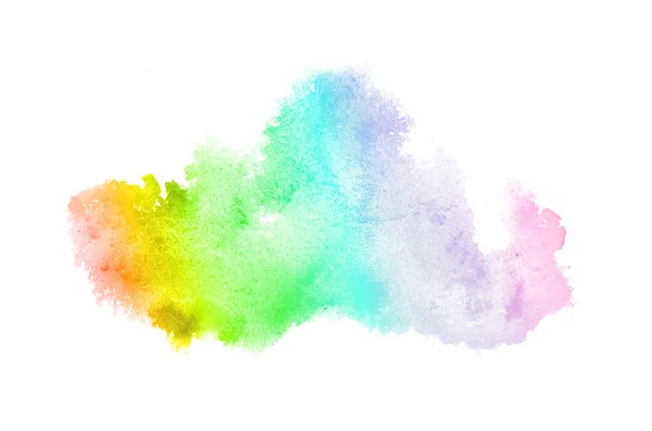 Image abstraite de fond aquarelle avec une éclaboussure liquide de peinture aquarelle, isolée sur blanc. Les tons arc-en-ciel — Photo