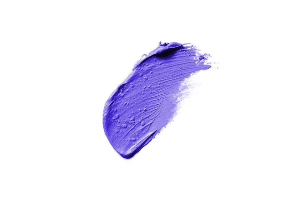 Smear and texture of lipstick or acrylic paint isolated on white background. Violet color — Stock Photo, Image
