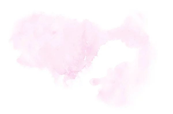 Imagem de fundo aquarela abstrata com um respingo líquido de tinta aquarelle, isolado em branco. Tons rosa — Fotografia de Stock