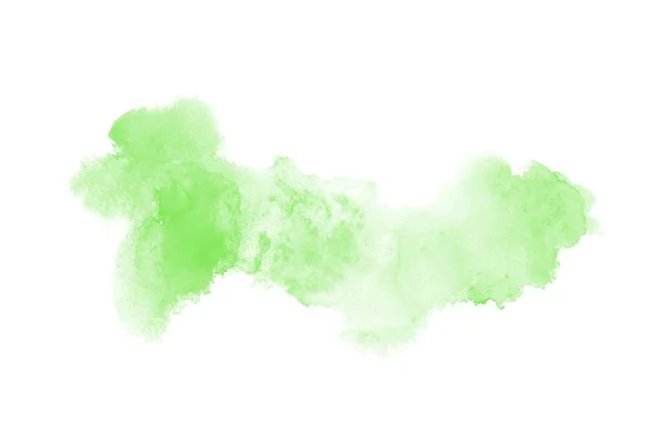 Imagem de fundo aquarela abstrata com um respingo líquido de tinta aquarelle, isolado em branco. Tons verdes — Fotografia de Stock