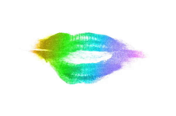 Lippenstift kus Mark op witte achtergrond. Mooie lippen geïsoleerd. — Stockfoto