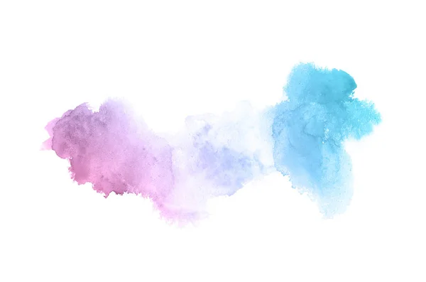 Imagem de fundo aquarela abstrata com um respingo líquido de tinta aquarelle, isolado em branco. Tons pastel rosa e azul — Fotografia de Stock