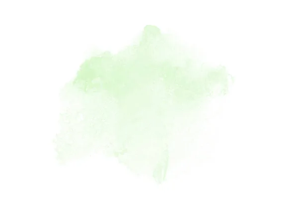 Imagen de fondo de acuarela abstracta con una salpicadura líquida de pintura acuarela, aislada en blanco. Tonos verdes —  Fotos de Stock