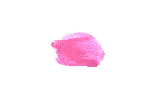 Mancha y textura de lápiz labial o pintura acrílica aislada sobre fondo blanco. Color magenta — Foto de Stock