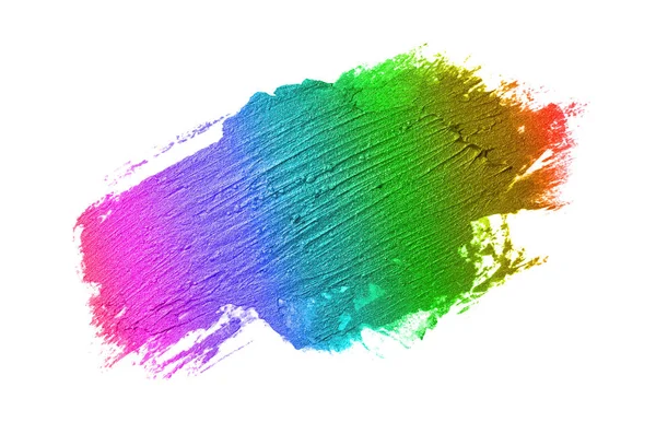Spalmare e consistenza di rossetto o vernice acrilica isolata su sfondo bianco. Colore arcobaleno — Foto Stock