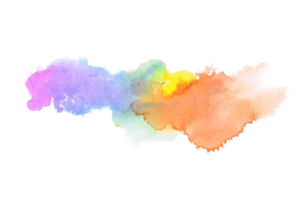 Abstract aquarel achtergrondafbeelding met een vloeibare Splatter van Aquarelle verf, geïsoleerd op wit. Regenboog tinten — Stockfoto