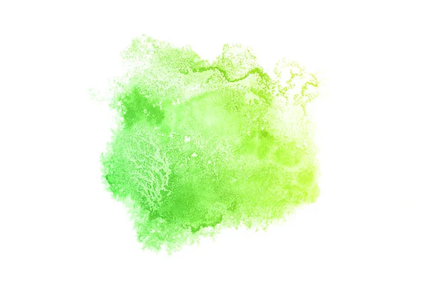 Abstract aquarel achtergrondafbeelding met een vloeibare Splatter van Aquarelle verf, geïsoleerd op wit. Groene en gele pasteltinten — Stockfoto