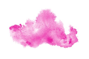 Beyaz üzerine izole edilmiş, sıvı bir kova boyası ile soyut suluboya arka plan görüntüsü. Pembe tonları