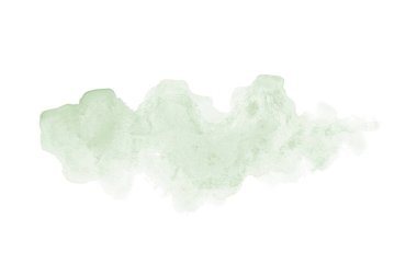 Beyaz üzerine izole edilmiş, sıvı bir kova boyası ile soyut suluboya arka plan görüntüsü. Koyu yeşil tonları