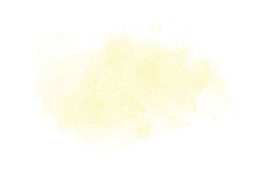 Beyaz üzerine izole edilmiş, sıvı bir kova boyası ile soyut suluboya arka plan görüntüsü. Sarı tonları
