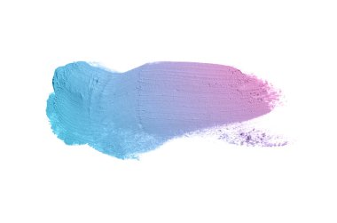 Smear ve ruj veya akrilik boya beyaz arka plan üzerinde izole doku. Lipgloss veya sıvı oje leke örneği inme. Güzellik kozmetik tasarım için eleman. Mor mavi renk