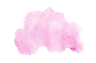 Beyaz üzerine izole edilmiş, sıvı bir kova boyası ile soyut suluboya arka plan görüntüsü. Pembe tonları