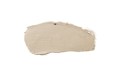 Smear ve ruj veya akrilik boya beyaz arka plan üzerinde izole doku. Lipgloss veya sıvı oje leke örneği inme. Güzellik kozmetik tasarım için eleman. Kahverengi renk