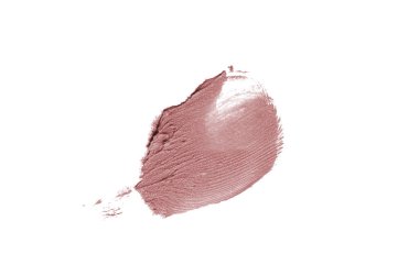 Smear ve ruj veya akrilik boya beyaz arka plan üzerinde izole doku. Lipgloss veya sıvı oje leke örneği inme. Güzellik kozmetik tasarım için eleman. Koyu kırmızı renk