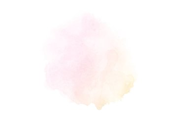 Beyaz üzerine izole edilmiş, sıvı bir kova boyası ile soyut suluboya arka plan görüntüsü. Pembe ve sarı tonları