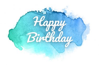 Kova boyası sıvı bir sıçrama ile soyut suluboya arka plan görüntüsü. Mavi ve turkuaz pastel tonları. Doğum günün kutlu olsun