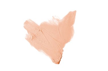 Smear ve ruj veya akrilik boya beyaz arka plan üzerinde izole doku. Lipgloss veya sıvı oje leke örneği inme. Güzellik kozmetik tasarım için eleman. Turuncu renk