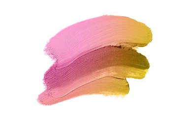 Smear ve ruj veya akrilik boya beyaz arka plan üzerinde izole doku. Bronz renk