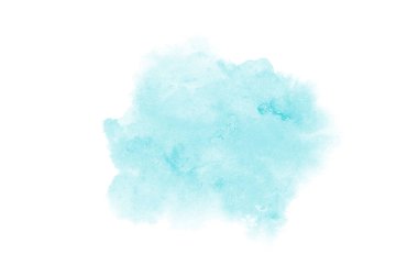 Beyaz üzerine izole edilmiş, sıvı bir kova boyası ile soyut suluboya arka plan görüntüsü. Açık mavi tonları