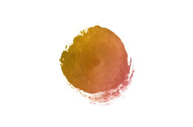 Smear ve ruj veya akrilik boya beyaz arka plan üzerinde izole doku. Lipgloss veya sıvı oje leke örneği inme. Güzellik kozmetik tasarım için eleman. Bronz renk