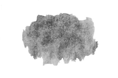 Beyaz üzerine izole edilmiş, sıvı bir kova boyası ile soyut suluboya arka plan görüntüsü. Siyah beyaz tonları