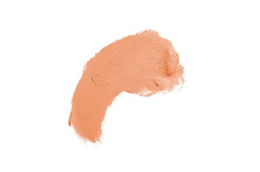 Smear ve ruj veya akrilik boya beyaz arka plan üzerinde izole doku. Lipgloss veya sıvı oje leke örneği inme. Güzellik kozmetik tasarım için eleman. Turuncu renk