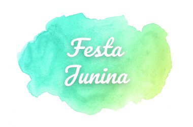 Kova boyası sıvı bir sıçrama ile soyut suluboya arka plan görüntüsü. Yeşil ve sarı pastel tonları. Festa Junina