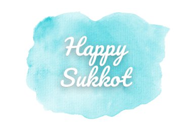 Kova boyası sıvı bir sıçrama ile soyut suluboya arka plan görüntüsü. Açık mavi tonları. Mutlu Sukkot
