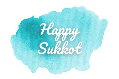 Kova boyası sıvı bir sıçrama ile soyut suluboya arka plan görüntüsü. Açık mavi tonları. Mutlu Sukkot