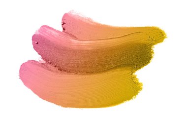 Smear ve ruj veya akrilik boya beyaz arka plan üzerinde izole doku. Bronz renk