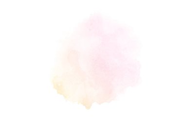 Beyaz üzerine izole edilmiş, sıvı bir kova boyası ile soyut suluboya arka plan görüntüsü. Pembe ve sarı tonları