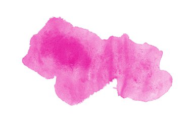 Beyaz üzerine izole edilmiş, sıvı bir kova boyası ile soyut suluboya arka plan görüntüsü. Pembe tonları