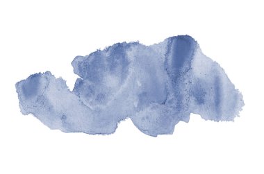 Beyaz üzerine izole edilmiş, sıvı bir kova boyası ile soyut suluboya arka plan görüntüsü. Koyu mavi tonları