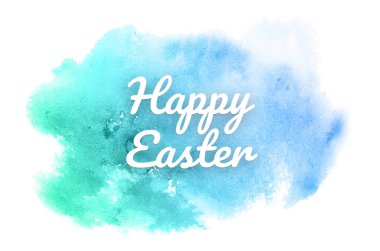 Kova boyası sıvı bir sıçrama ile soyut suluboya arka plan görüntüsü. Mavi ve turkuaz pastel tonları. Mutlu paskalya