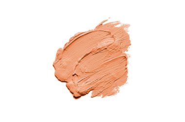 Smear ve ruj veya akrilik boya beyaz arka plan üzerinde izole doku. Lipgloss veya sıvı oje leke örneği inme. Güzellik kozmetik tasarım için eleman. Turuncu renk