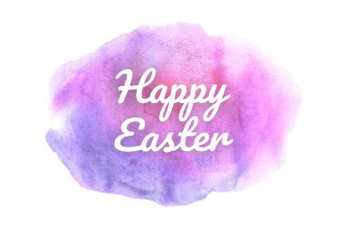 Kova boyası sıvı bir sıçrama ile soyut suluboya arka plan görüntüsü. Mor tonları. Mutlu paskalya