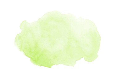 Beyaz üzerine izole edilmiş, sıvı bir kova boyası ile soyut suluboya arka plan görüntüsü. Yeşil tonları