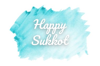 Kova boyası sıvı bir sıçrama ile soyut suluboya arka plan görüntüsü. Açık mavi tonları. Mutlu Sukkot