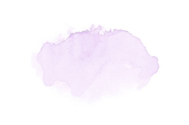 Beyaz üzerine izole edilmiş, sıvı bir kova boyası ile soyut suluboya arka plan görüntüsü. Mor tonları