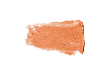 Smear ve ruj veya akrilik boya beyaz arka plan üzerinde izole doku. Turuncu renk