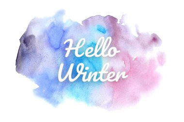 Abstract watercolor background image with a liquid splatter of aquarelle paint. Cold tones. Hello winter
